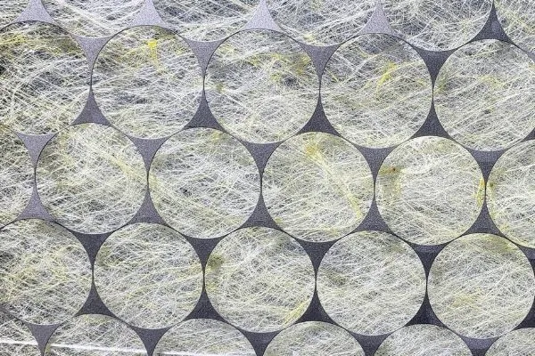Detalle del medio amarillo de fibra de vidrio del prefiltro VFN Gold
